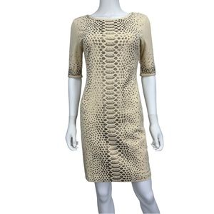 BCBGMAXAZRIA NWT DELONES Cream Sequined Stretch Knit Midi Dress B0454
